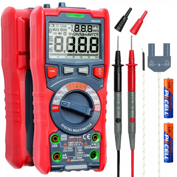 Digital Multimeter, TRMS 6000 Counts Auto-Ranging ...