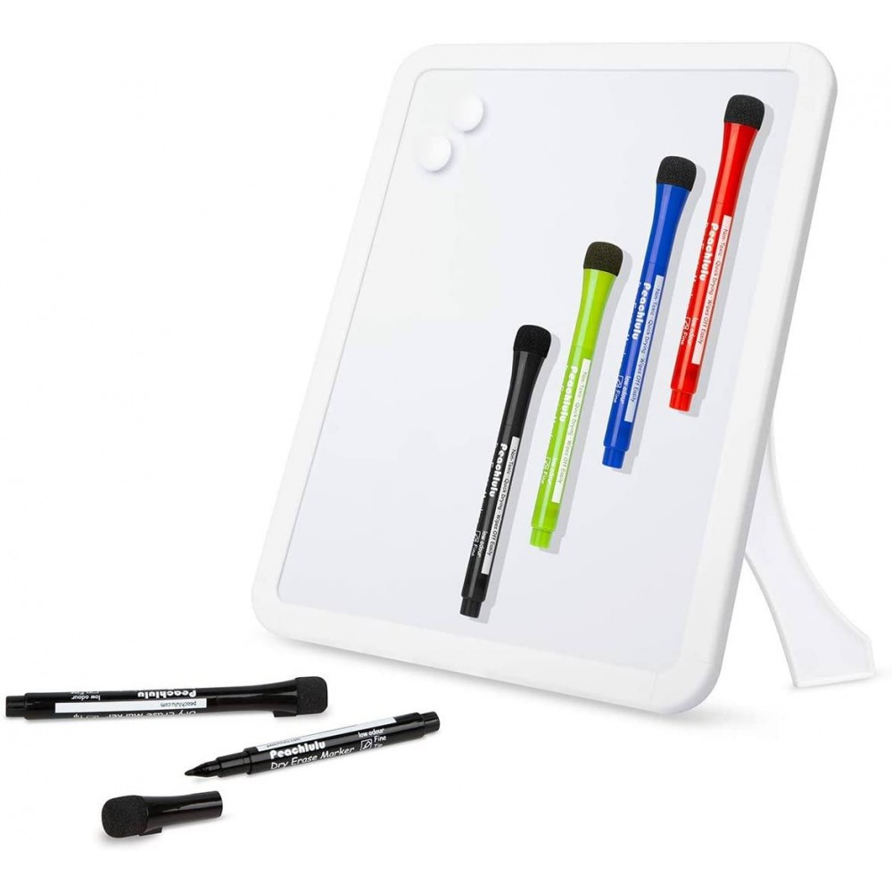 Magnetic Dry Erase Board 8.5 x 11 Whiteboard with Stand on Desk, on Fridge, on Wall 6 Markers and 2 Magnets