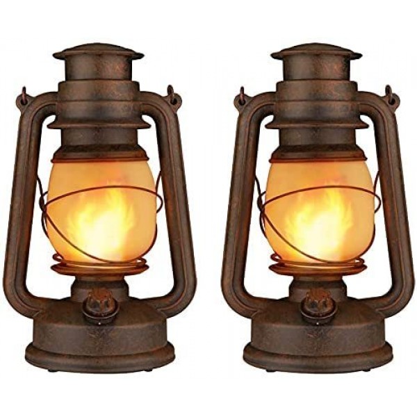 Dancing Flame Led Vintage Lantern, Outdoor Hanging...