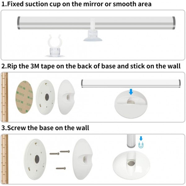 LED Mirror Lights Wireless Portable Rechargeable Vanity Light 3 Brightness Touch Control Makeup Light for Bathroom Dressing Room 2 Packs