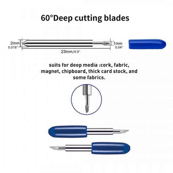 60Pcs Replacement Cutting Blades for Cricut Explore Air/Air 2/Maker Expression, Vinyl Fabric Cutting Replacement Blades Including 60Pcs 60°Blades of Varying Degrees