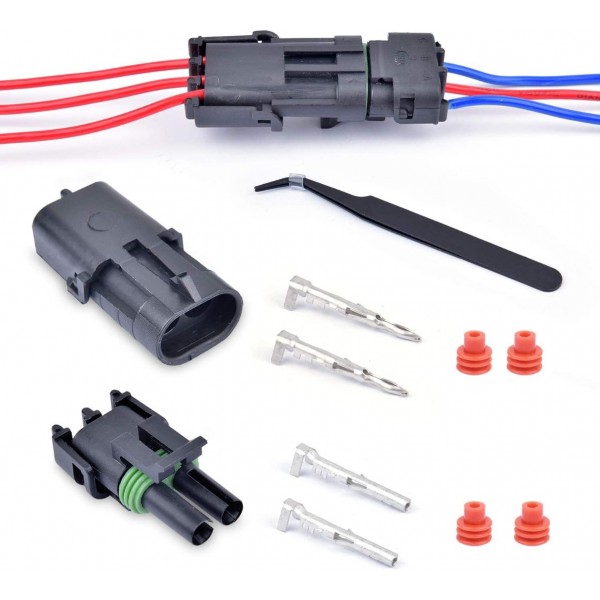 301Pcs 20 Kits Waterproof Car Electrical Wire Connector Terminals Plug Kit 1/2/3/4/6/Male&Female Pin Small Plug 18-14AWG Water Resistend Truck Harness Plug Car Spark Plug Connector