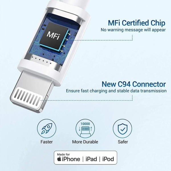 USB C to Lightning Cable MFi Certified