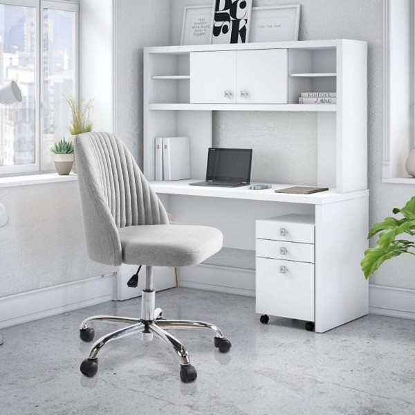     Modern Twill Fabric Adjustable Mid-Back Task Ergonomic Executive Chair, Gray