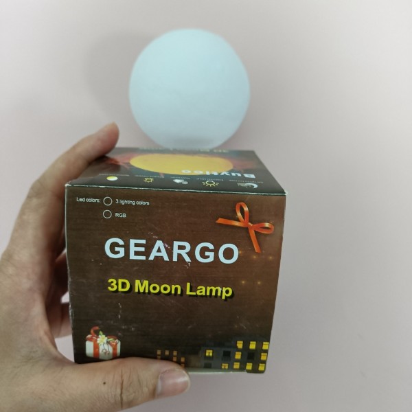 GEARGO Electric night lights 7.9 inch 3D Printing LED 3 Colors Moon Night Light