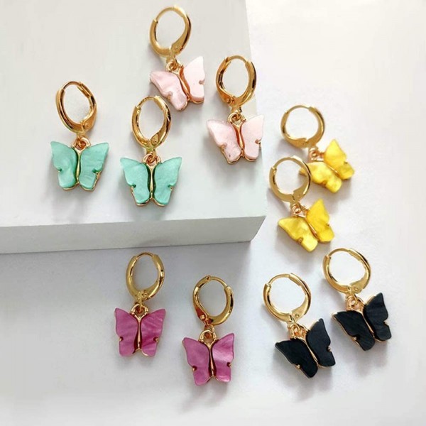 9 Pairs Of Butterfly Earrings, Acrylic Colored Earrings Women And Girls Fashion Jewelry Gift