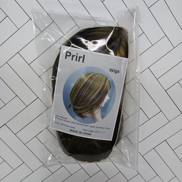 Prirl Wigs for Women, 22'' Short Bob Hair Wig with Oblique Bangs Natural Cute Synthetic Straight Wigs