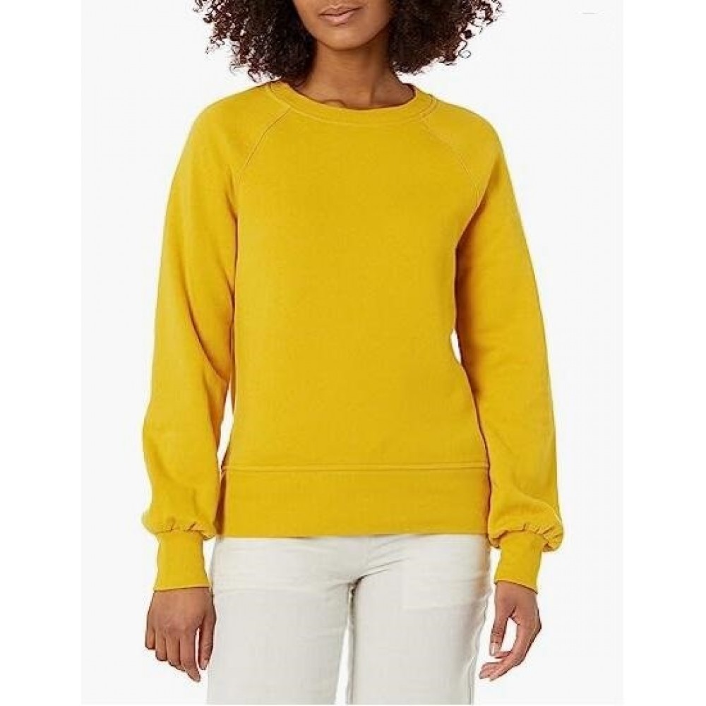 Women's Classic-Fit Gathered Long-Sleeve Crewneck Sweatshirt