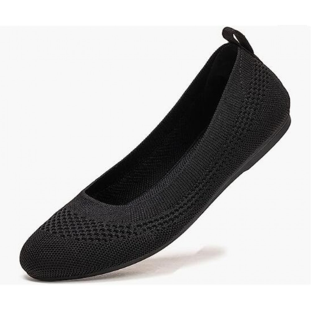 Ballet Flats for Women Soft Slip On Flat Shoes Knit Round Toe Work Flat Mesh Woman Walking Shoes Comfortable Casual